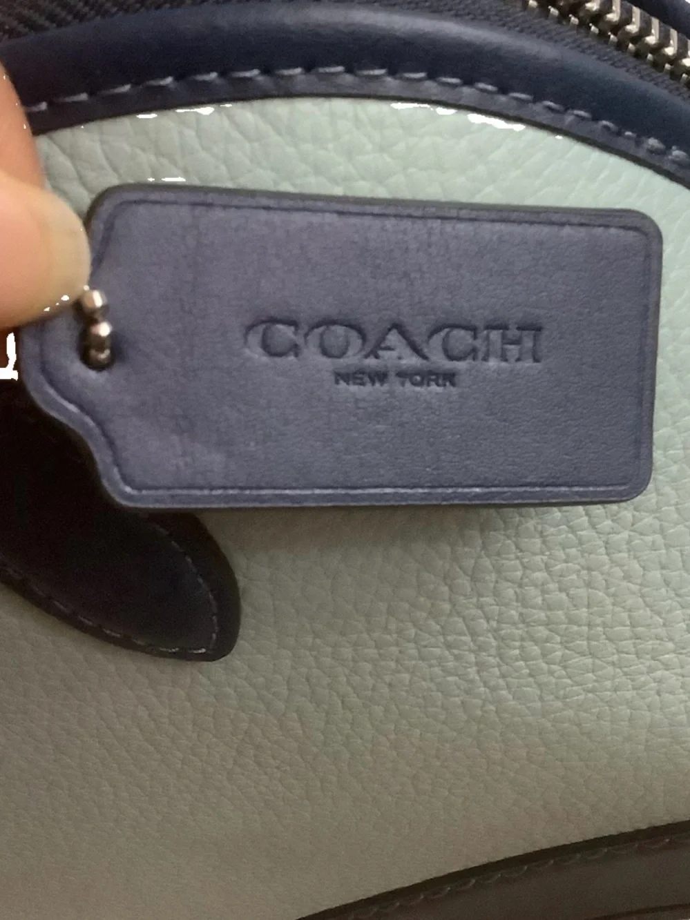 NWT COACH Sabrina Satchel Bag in Colorblock light blue / deep blue